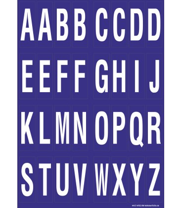Buchstabenaufkleber, Blau - Weiß, Alphabet