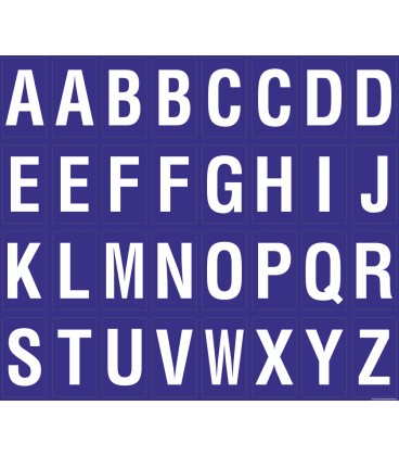 Buchstabenaufkleber, Blau - Weiß, Alphabet