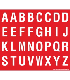 Buchstabenaufkleber, Rot - Weiß, Alphabet