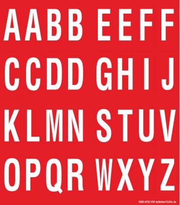 Buchstabenaufkleber, Rot - Weiß, Alphabet