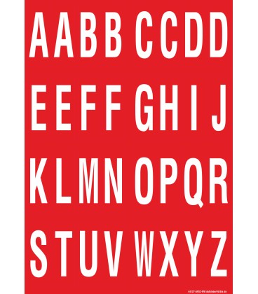 Buchstabenaufkleber, Rot - Weiß, Alphabet
