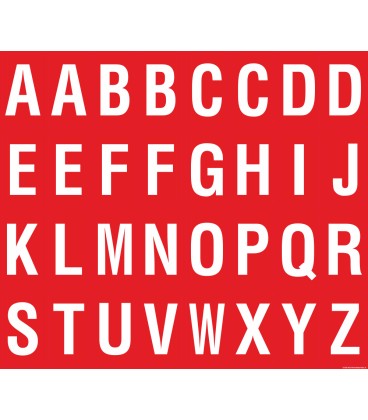 Buchstabenaufkleber, Rot - Weiß, Alphabet