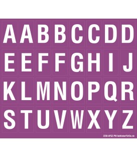Buchstabenaufkleber, Lila - Weiß, Alphabet