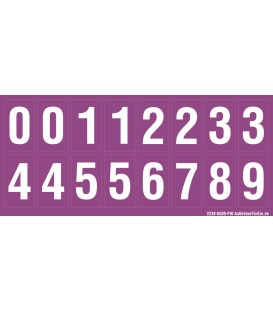 Buchstabenaufkleber, Lila - Weiß 0-5 + 0-9