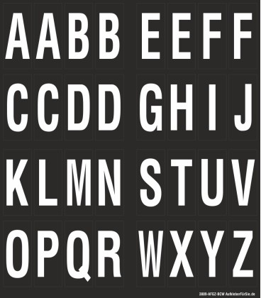 Buchstabenaufkleber, Schwarz - Weiß, Alphabet