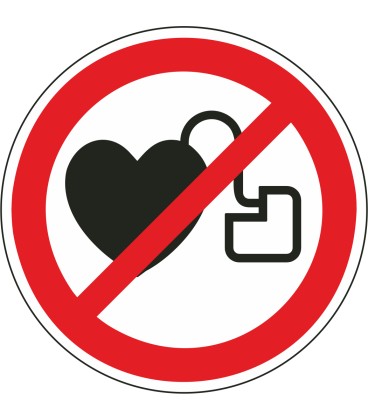 Aufkleber "Kein Zutritt für Personen mit Herzschrittmachern oder implantierten Defibrillatoren"