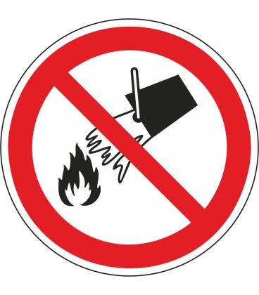 Aufkleber "mit Wasser löschen verboten"