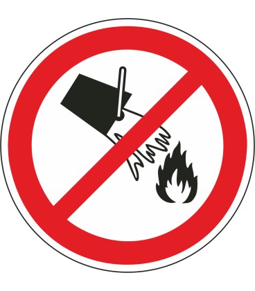 Aufkleber "mit Wasser löschen verboten"