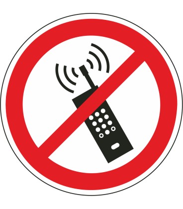 Aufkleber "eingeschaltete Mobiltelefone verboten"