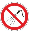 Aufkleber "mit Wasser spritzen verboten"
